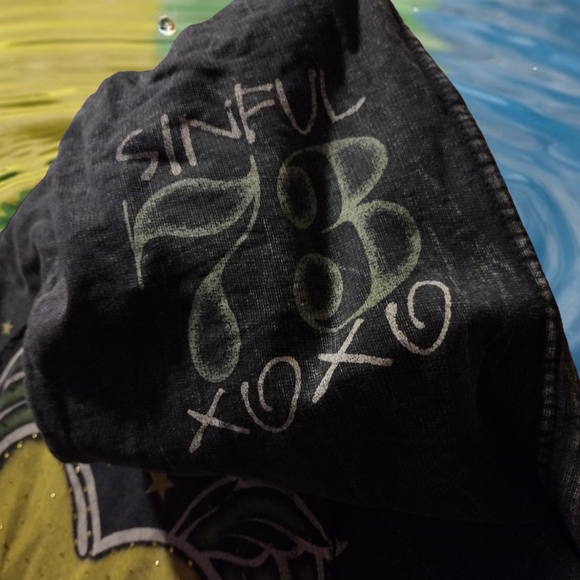 Sinful by Affliction Peace and Love Angel Wing Acid Wash Hoodie - Picture 2 of 5